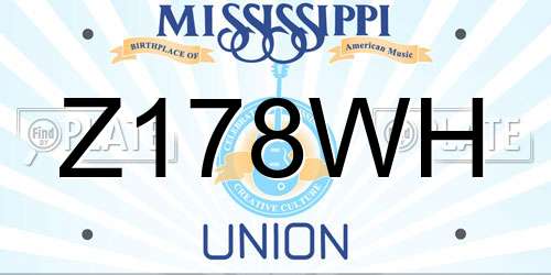 Z178WH Mississippi License Plate