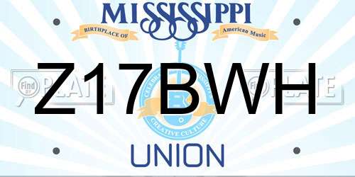 Z17BWH Mississippi License Plate