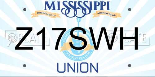 Z17SWH Mississippi License Plate