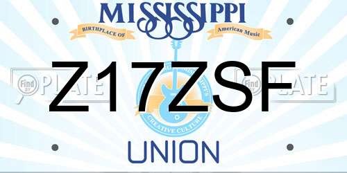 Z17ZSF Mississippi License Plate