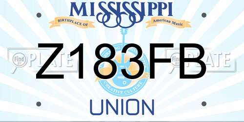 Z183FB Mississippi License Plate