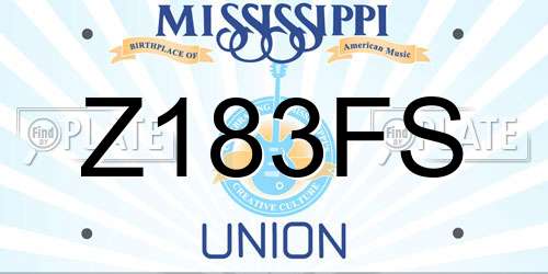 Z183FS Mississippi License Plate