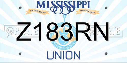 Z183RN Mississippi License Plate
