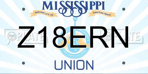Z18ERN Mississippi License Plate