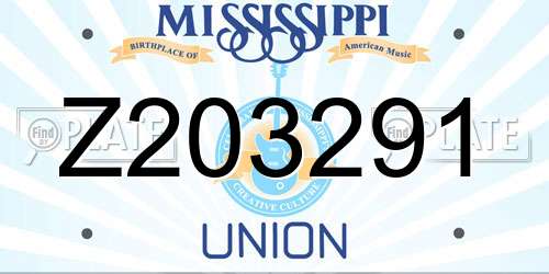 Z203291 Mississippi License Plate