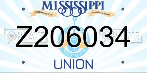 Z206034 Mississippi License Plate