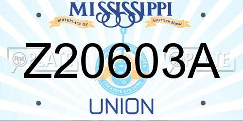 Z20603A Mississippi License Plate