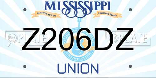 Z206DZ Mississippi License Plate