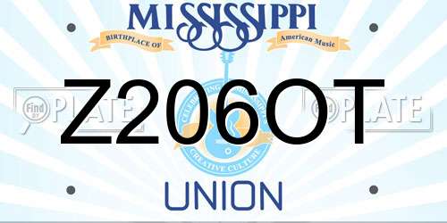 Z206OT Mississippi License Plate