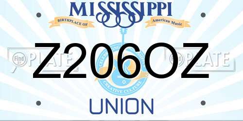 Z206OZ Mississippi License Plate