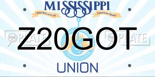 Z20GOT Mississippi License Plate