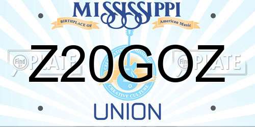 Z20GOZ Mississippi License Plate