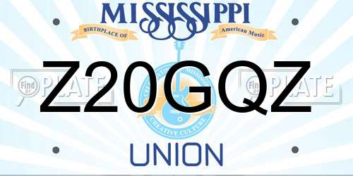 Z20GQZ Mississippi License Plate