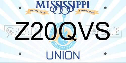 Z20QVS Mississippi License Plate