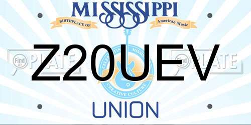 Z20UEV Mississippi License Plate