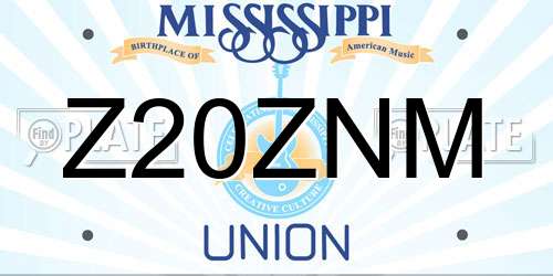 Z20ZNM Mississippi License Plate
