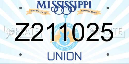 Z211025 Mississippi License Plate