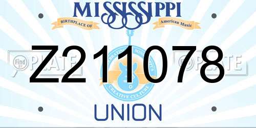 Z211078 Mississippi License Plate