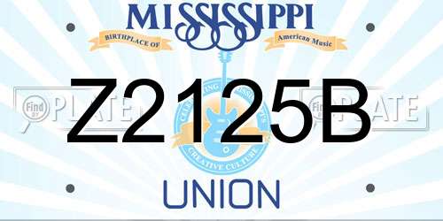 Z2125B Mississippi License Plate