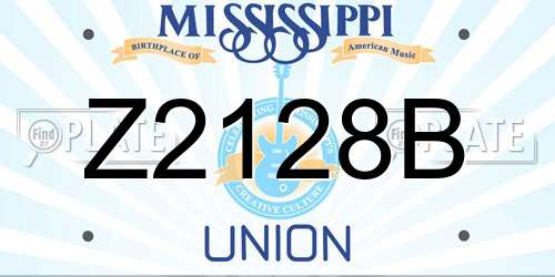 Z2128B Mississippi License Plate