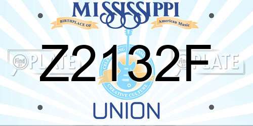 Z2132F Mississippi License Plate