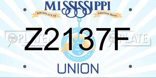 Z2137F Mississippi License Plate