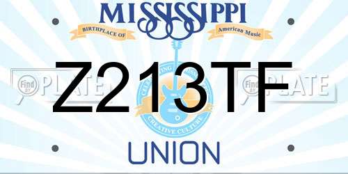 Z213TF Mississippi License Plate