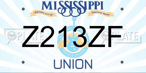 Z213ZF Mississippi License Plate