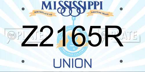 Z2165R Mississippi License Plate