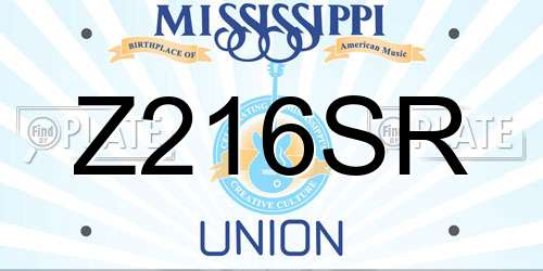 Z216SR Mississippi License Plate