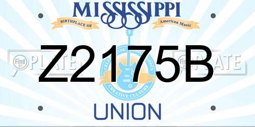 Z2175B Mississippi License Plate