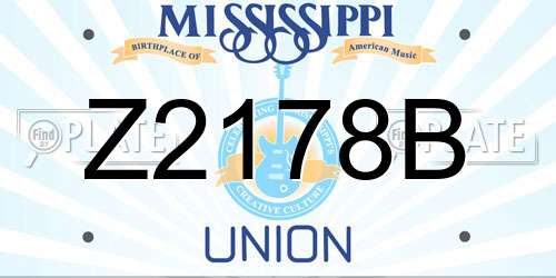 Z2178B Mississippi License Plate