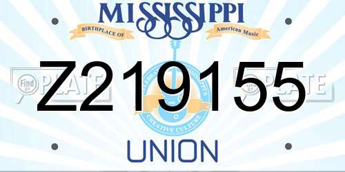 Z219155 Mississippi License Plate