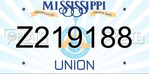 Z219188 Mississippi License Plate