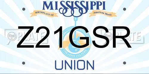 Z21GSR Mississippi License Plate