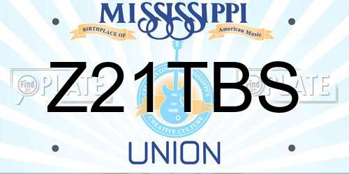 Z21TBS Mississippi License Plate
