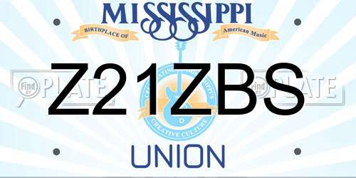 Z21ZBS Mississippi License Plate