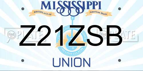 Z21ZSB Mississippi License Plate