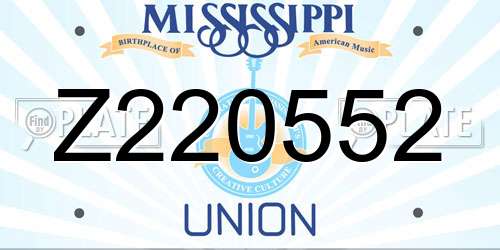 Z220552 Mississippi License Plate