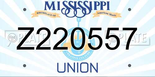Z220557 Mississippi License Plate