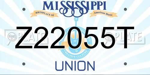 Z22055T Mississippi License Plate