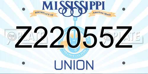 Z22055Z Mississippi License Plate