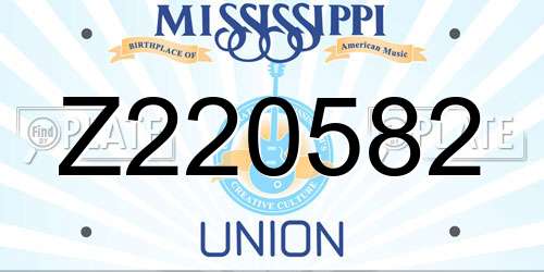 Z220582 Mississippi License Plate