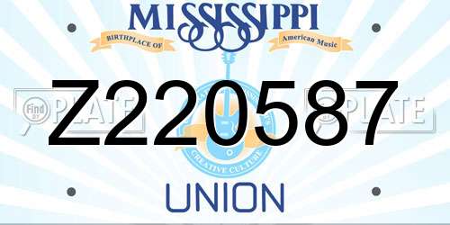 Z220587 Mississippi License Plate