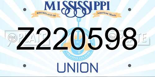 Z220598 Mississippi License Plate