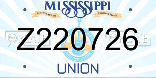 Z220726 Mississippi License Plate