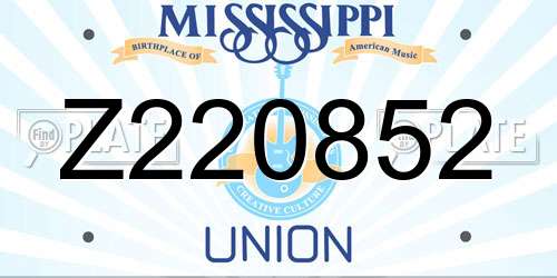 Z220852 Mississippi License Plate