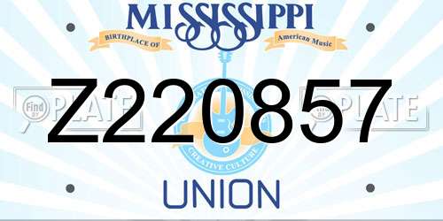 Z220857 Mississippi License Plate