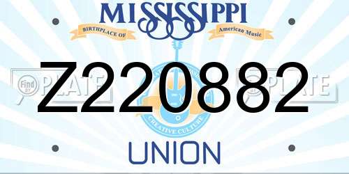 Z220882 Mississippi License Plate