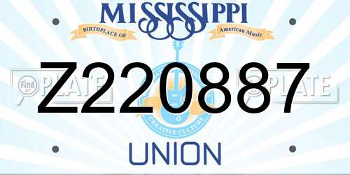 Z220887 Mississippi License Plate